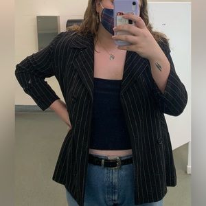 Vintage Striped Jacket with Shoulder Pads
